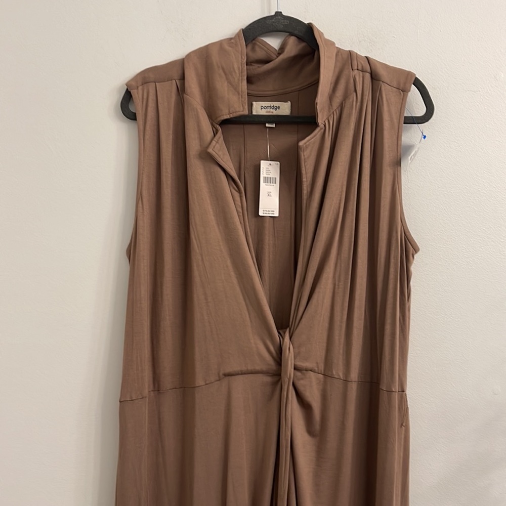 Anthropologie Porridge Jersey Knit mocha  Wrap Maxi Dress Size xl - Picture 5 of 8